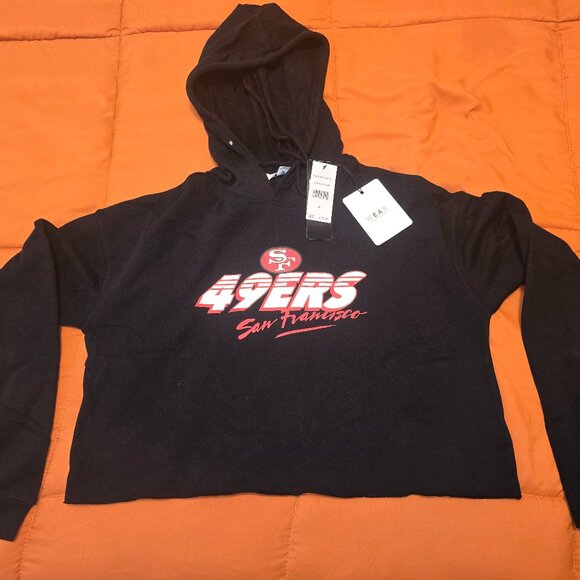 WEAR by Erin Andrews San Francisco 49ers Crop Top Hoodie-Medium - Picture 1 of 1